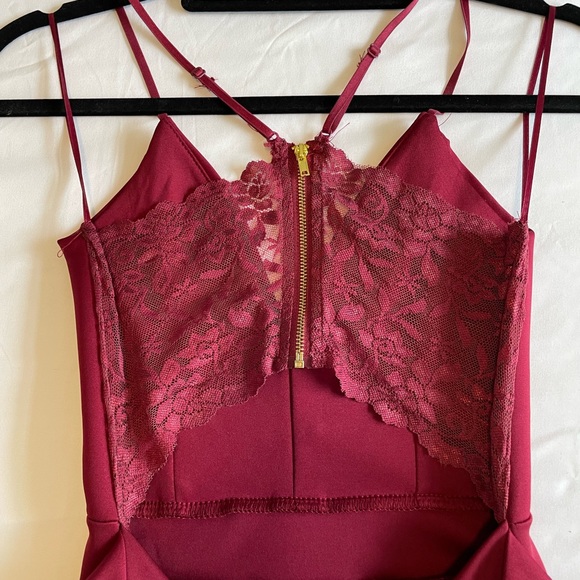 Burgundy / Maroon High Low Dress - Picture 3 of 4